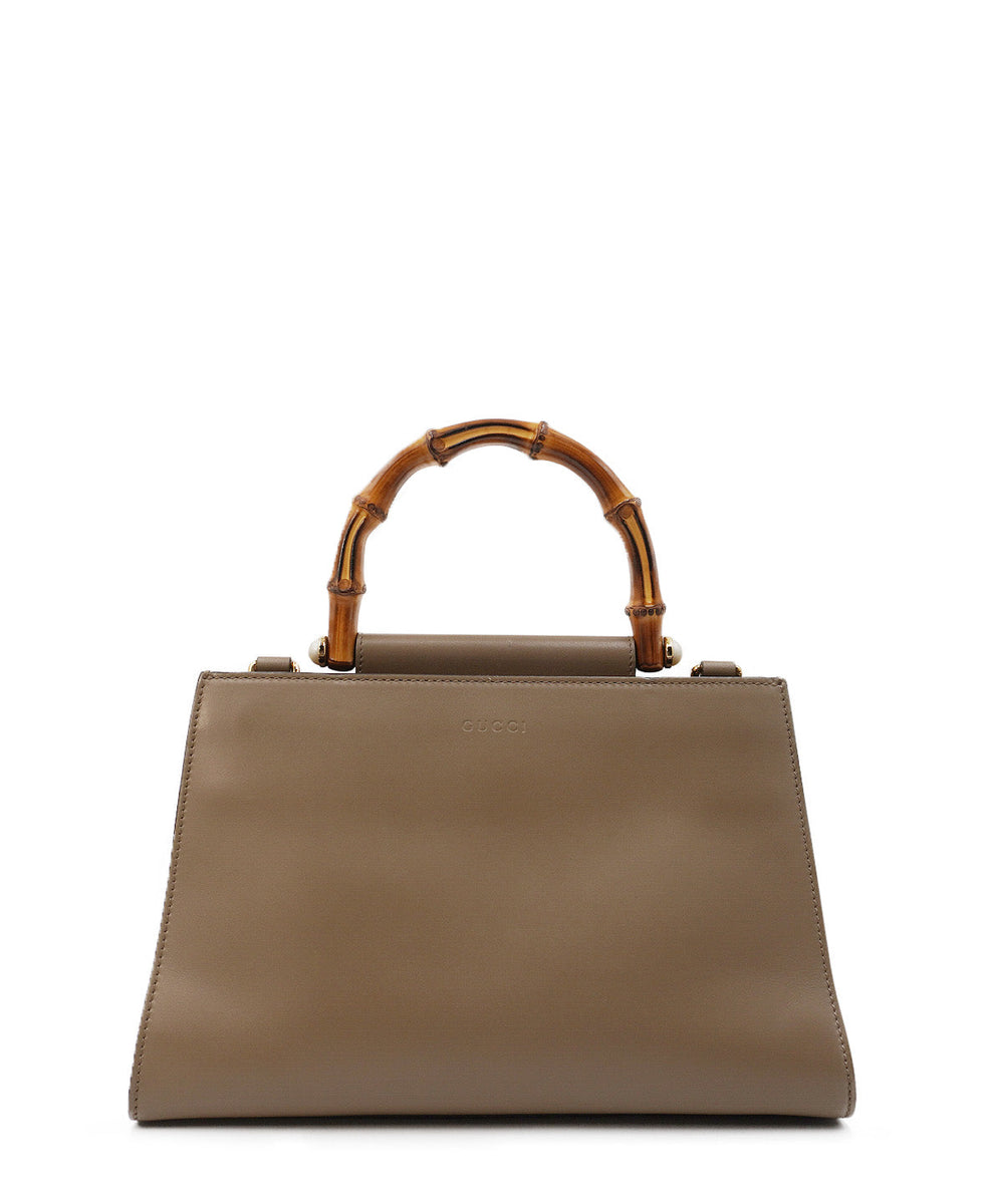 Medium Nymphaea Bamboo Top Handle Bag Brown