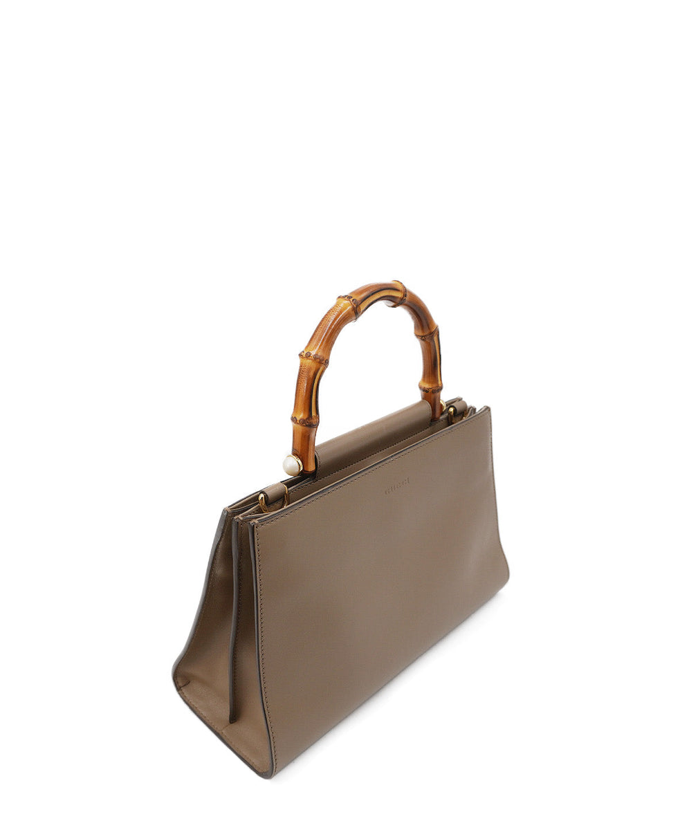 Medium Nymphaea Bamboo Top Handle Bag Brown