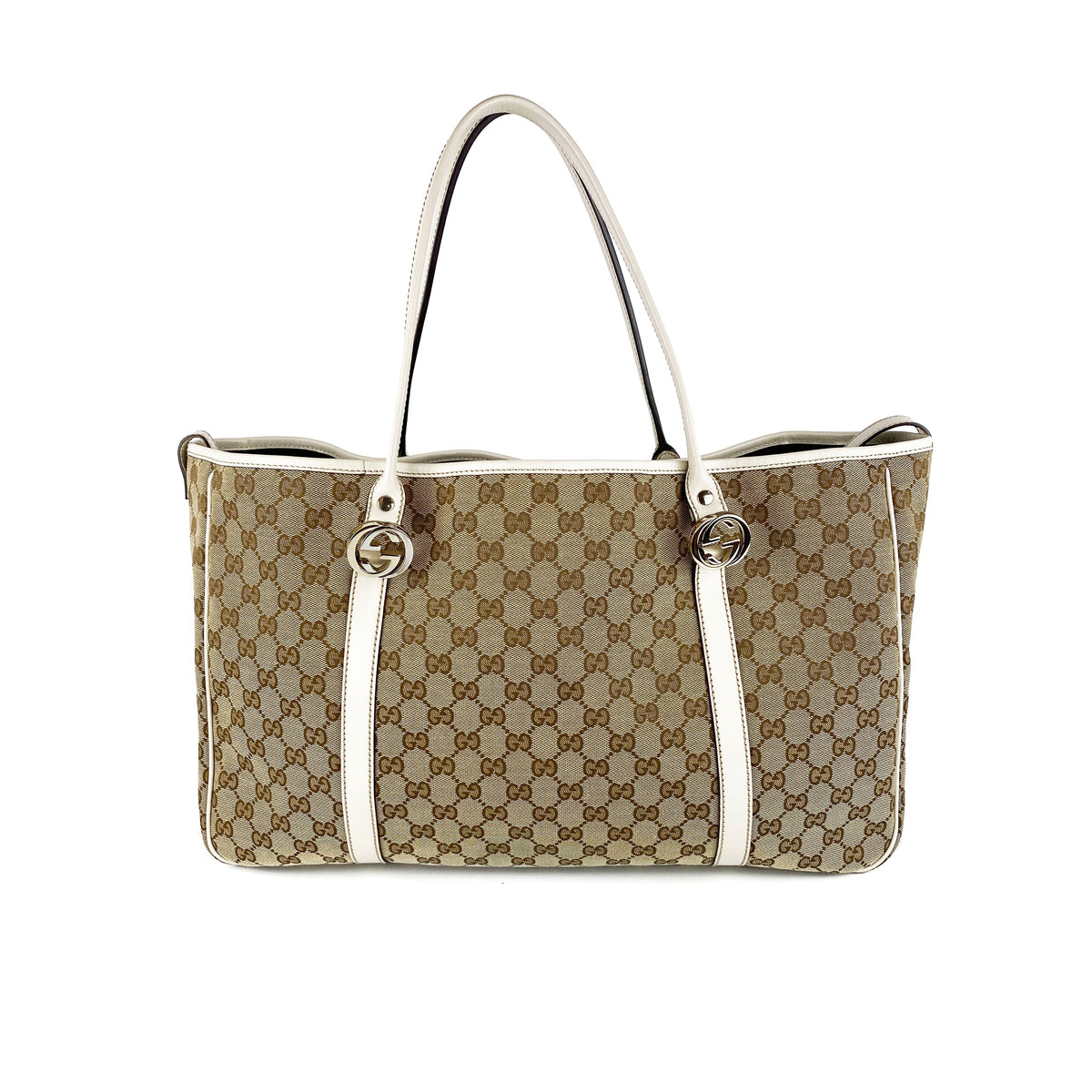 Gucci White Monogram Tote Bag