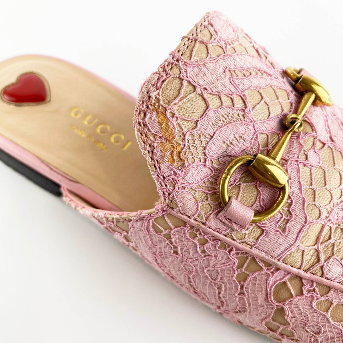 Gucci Pink Princetown Cloth Flats 36