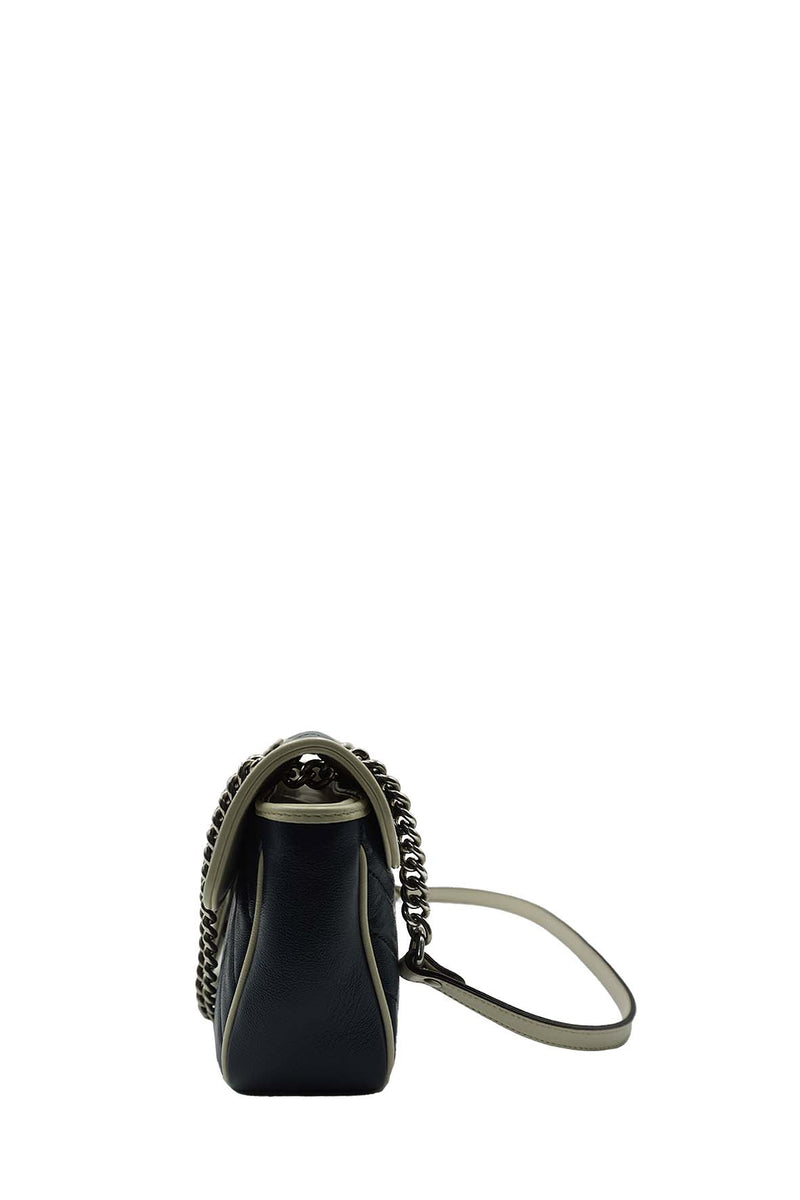 GG Marmont Small Matelasse Shoulder Bag Navy White Blue