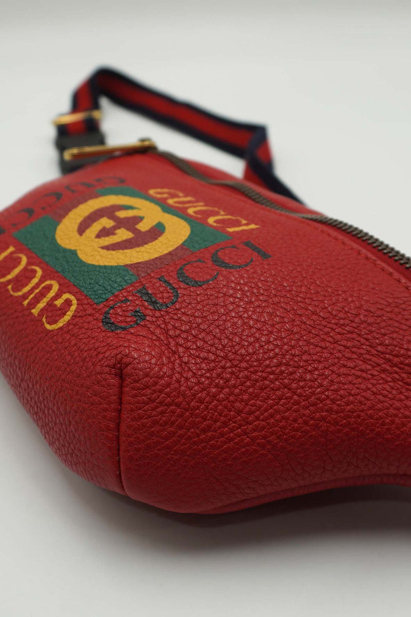 Small Retro GG Logo Print Belt Bag/ Fanny Pack Red