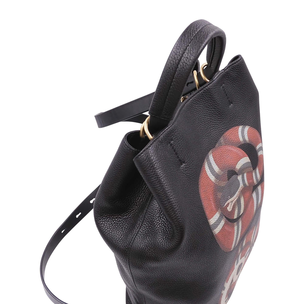 Snake Print Tote Black