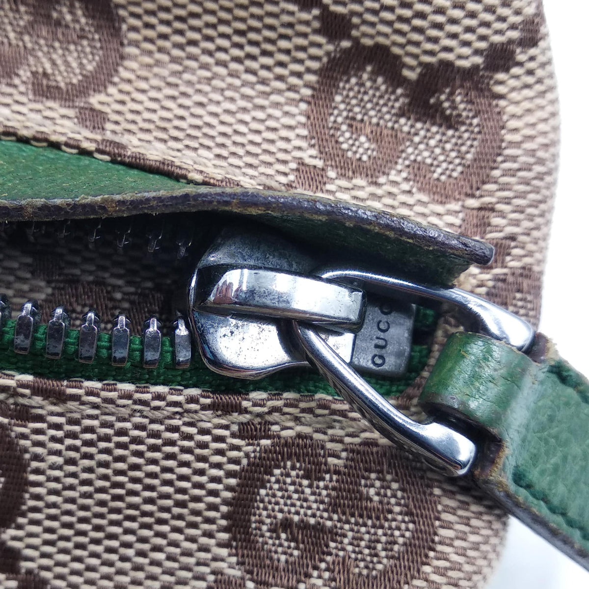 Vintage GG Canvas Web Belt Bag Brown Green