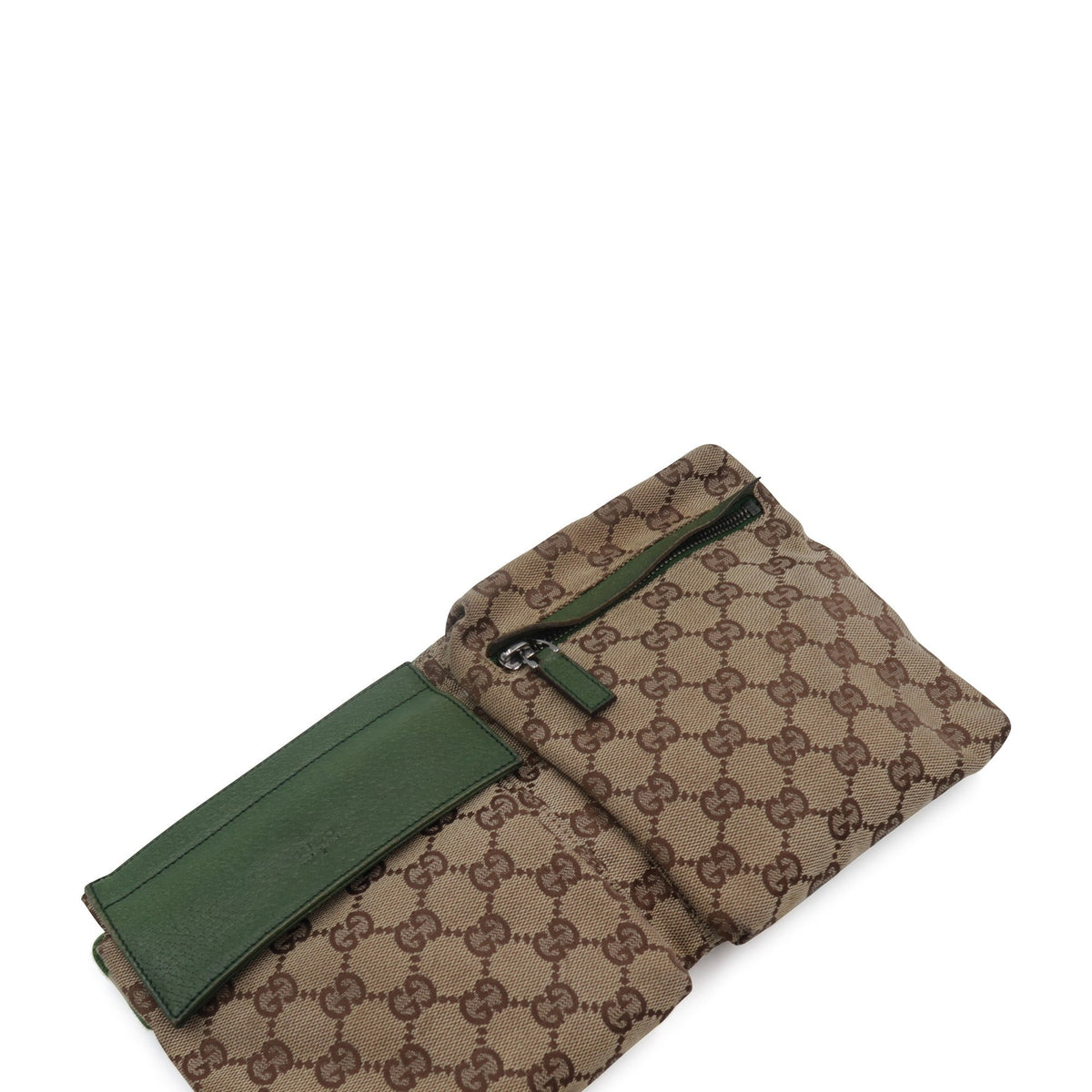 Vintage GG Canvas Web Belt Bag Brown Green