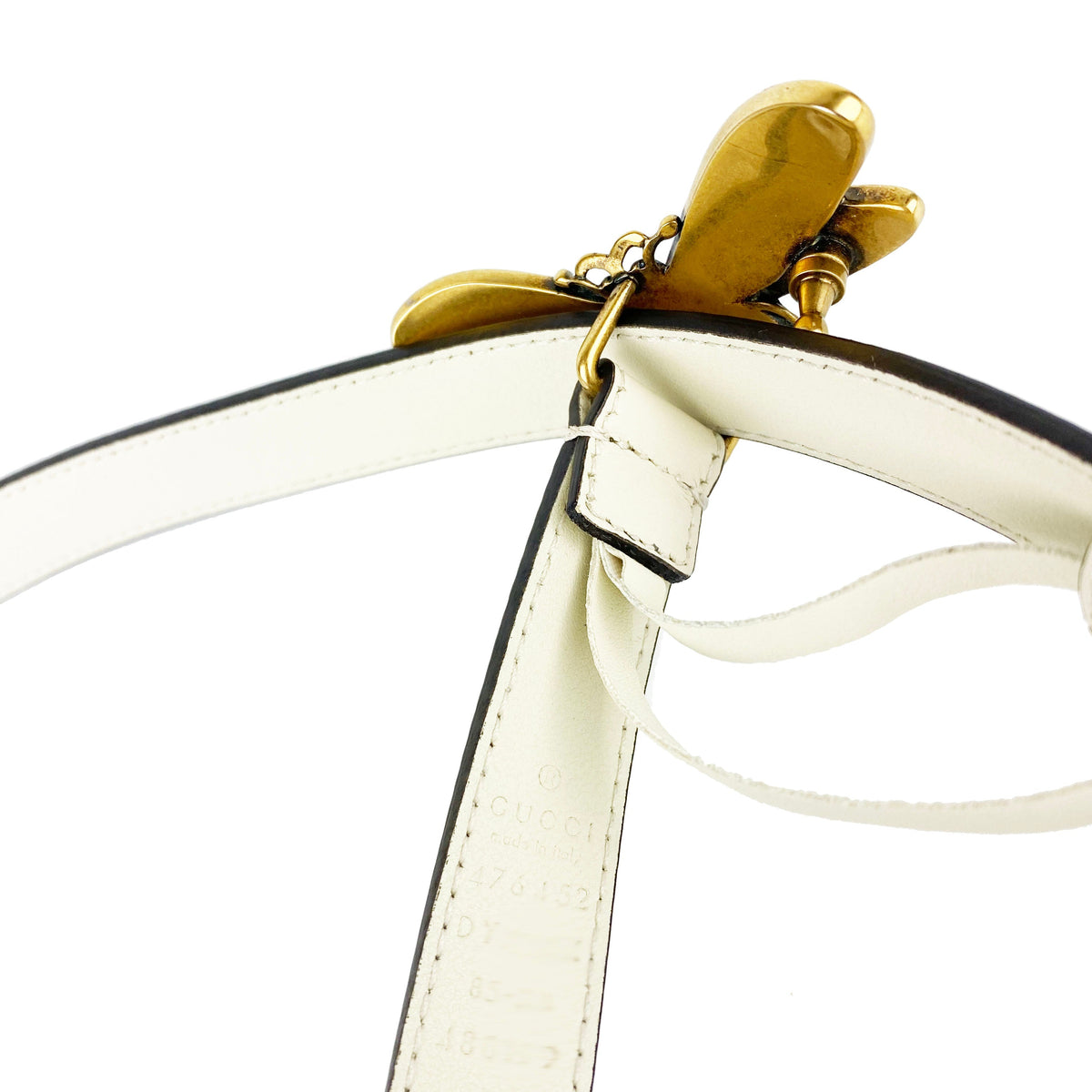 Gucci White Queen Margaret Bee Belt
