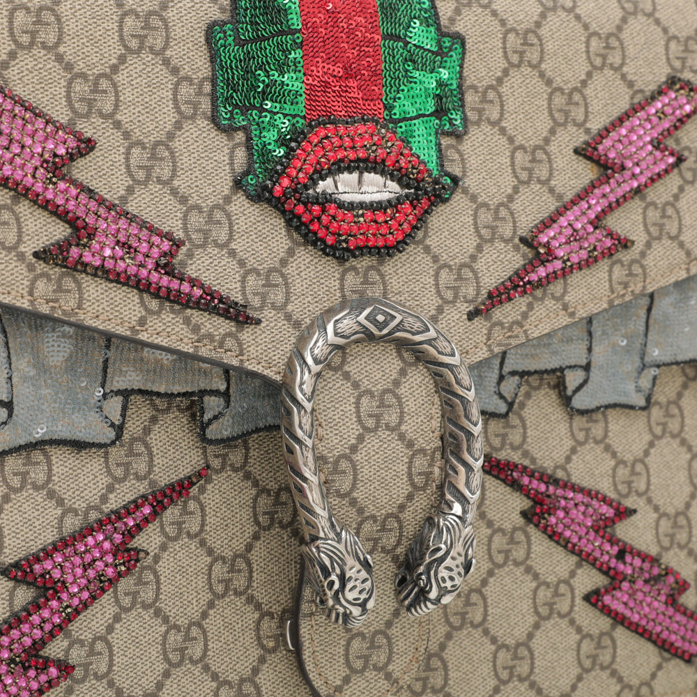 Gucci Ebony Dionysus Sequins Lips Lightning Bag
