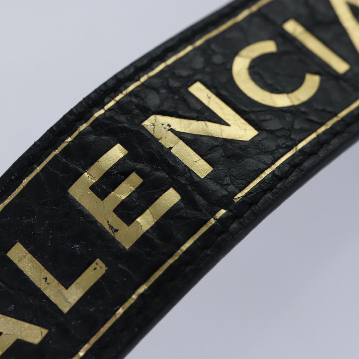 balenciaga Bangle Bracelet Leather Black 466597 Auth hk1591