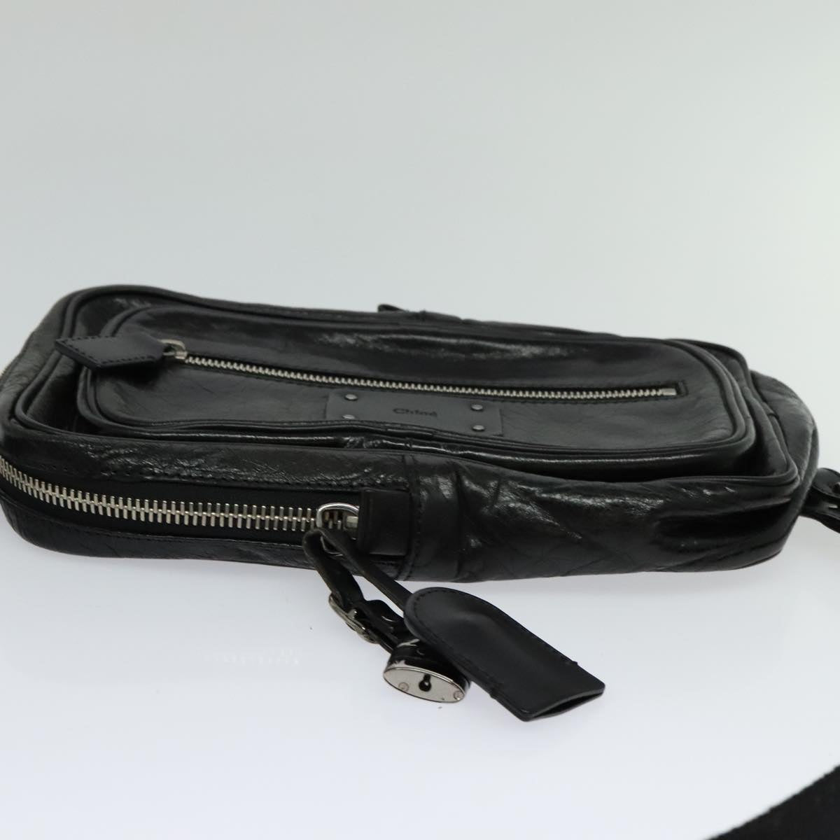 Chloe Paddington Body Bag Leather Black Silver hk2099