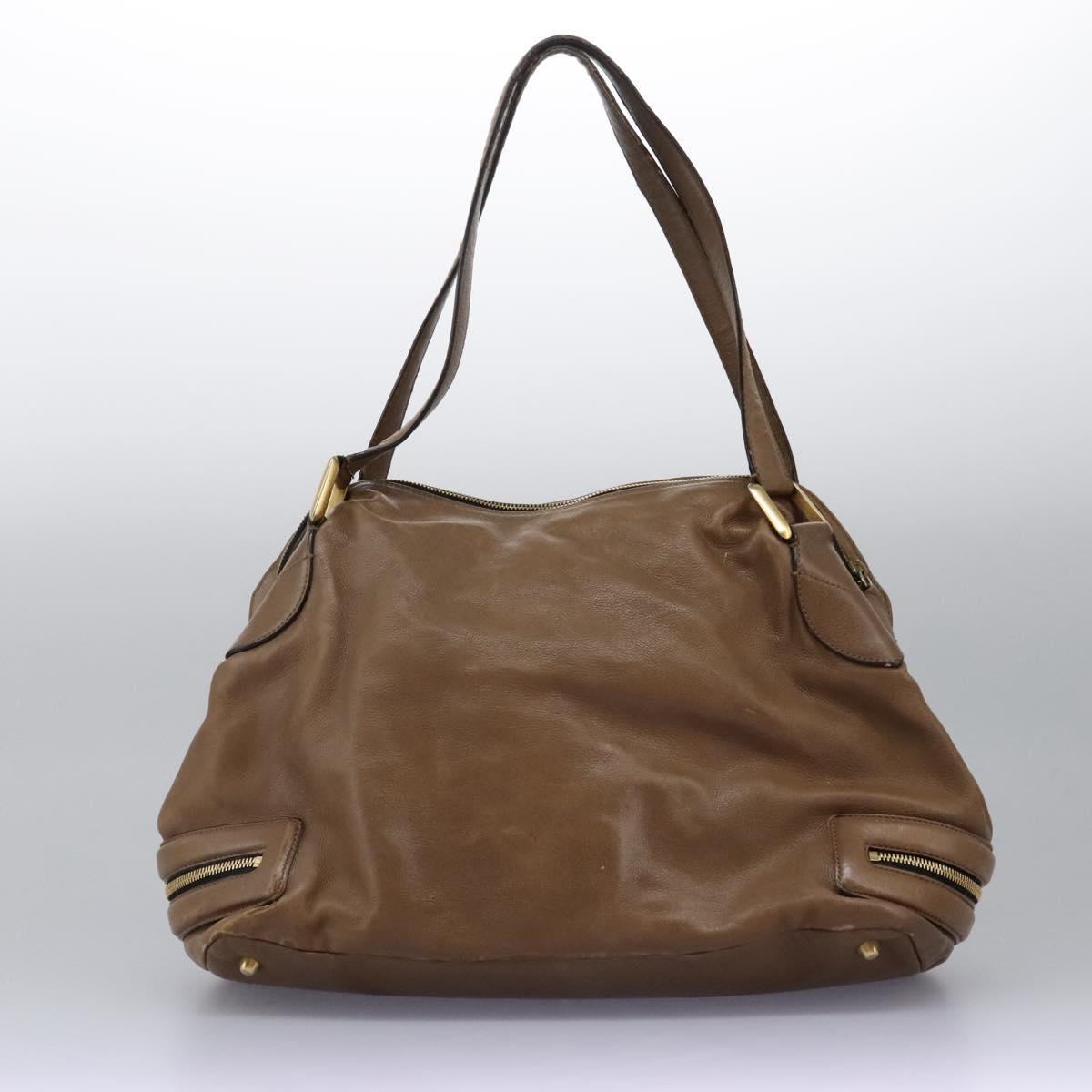 Chloe Shoulder Bag Leather Brown Gold hk2102