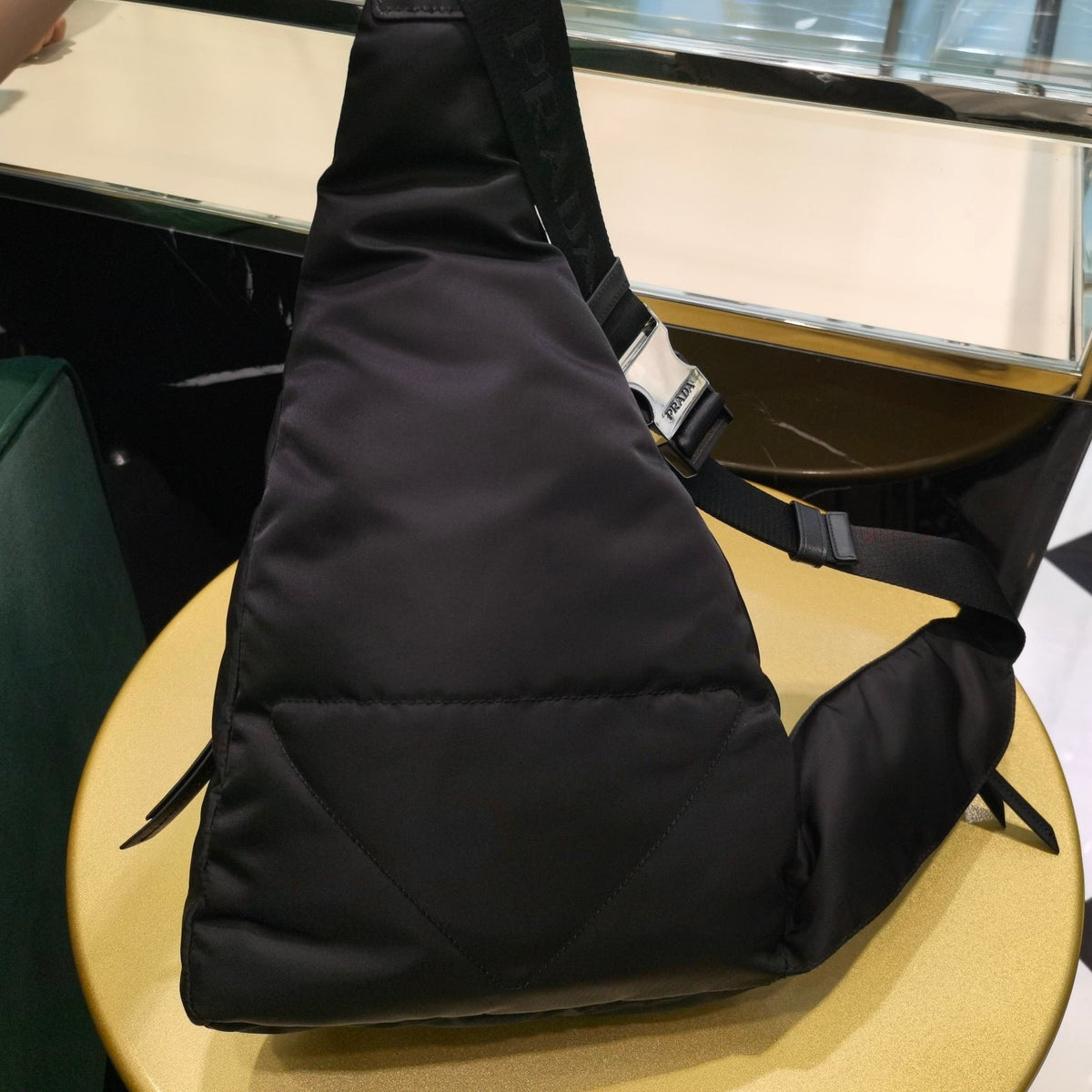 PD RE-NYLON AND LEATHER BACKPACK