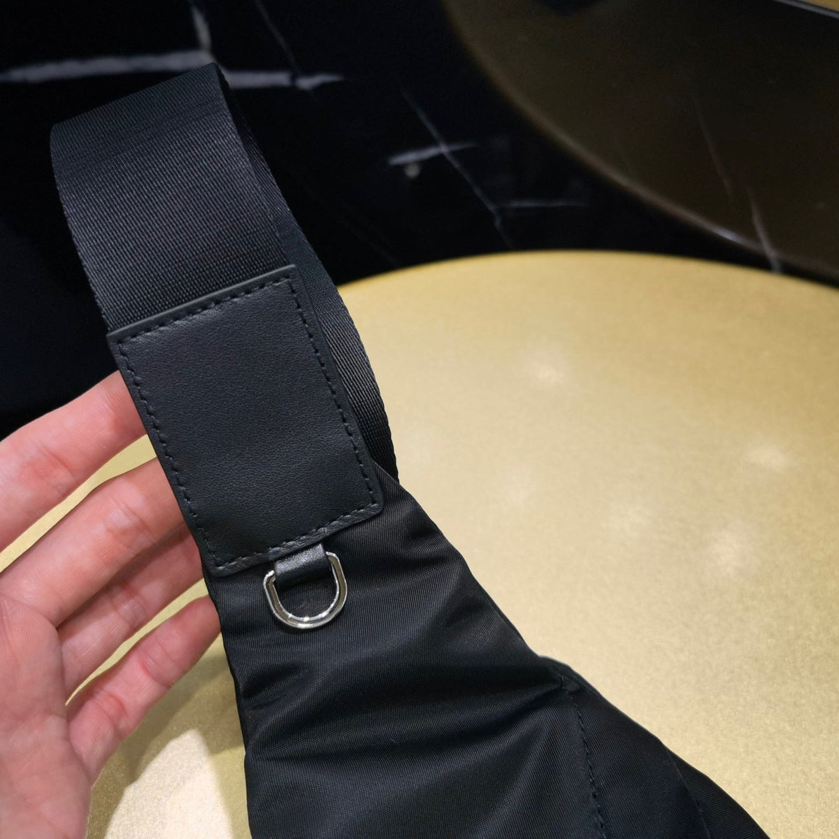 PD RE-NYLON AND LEATHER BACKPACK