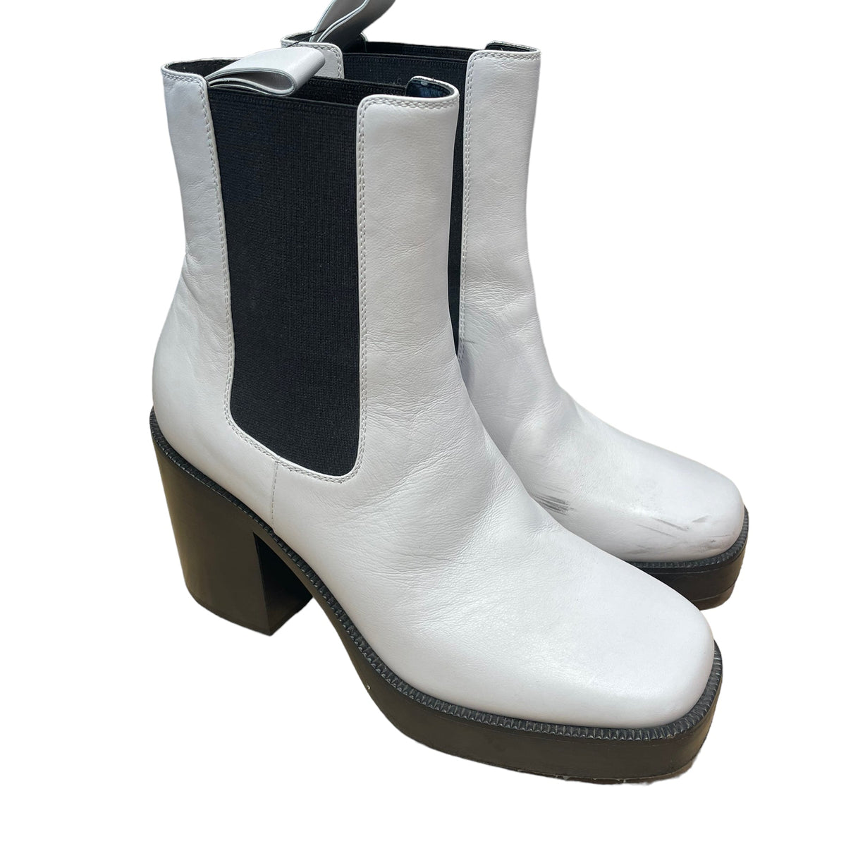 balenciaga Chelsea Boots/US 7.5/Plain/Leather/WHT/