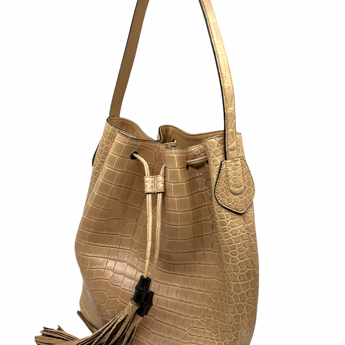 Gucci Lady Tassel Crocodile Bucket Bag