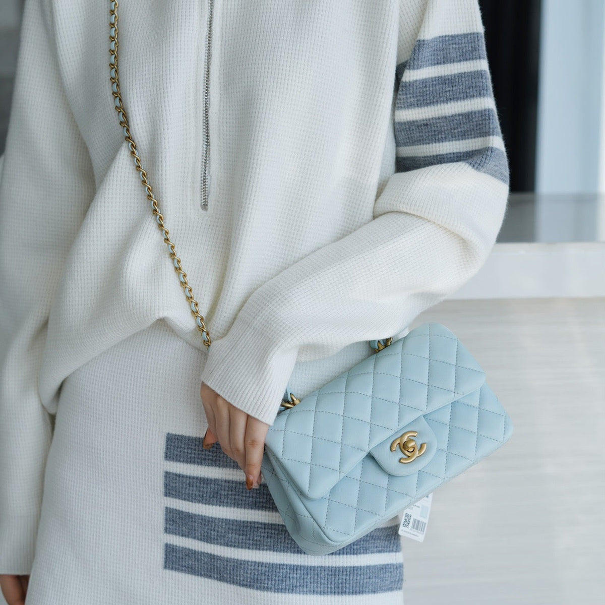 CC MINI FLAP BAG WITH TOP HANDLE