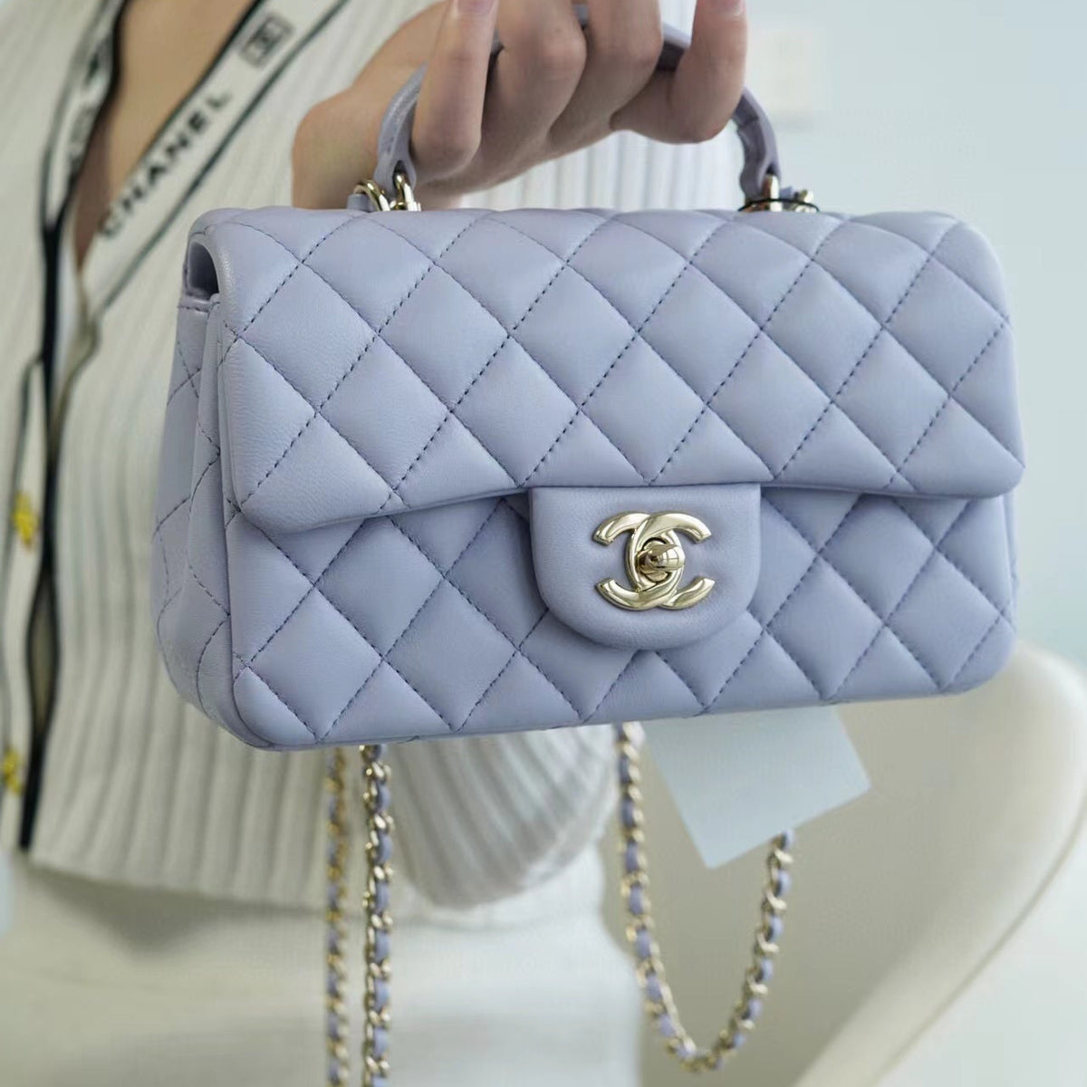 CC MINI FLAP BAG WITH TOP HANDLE