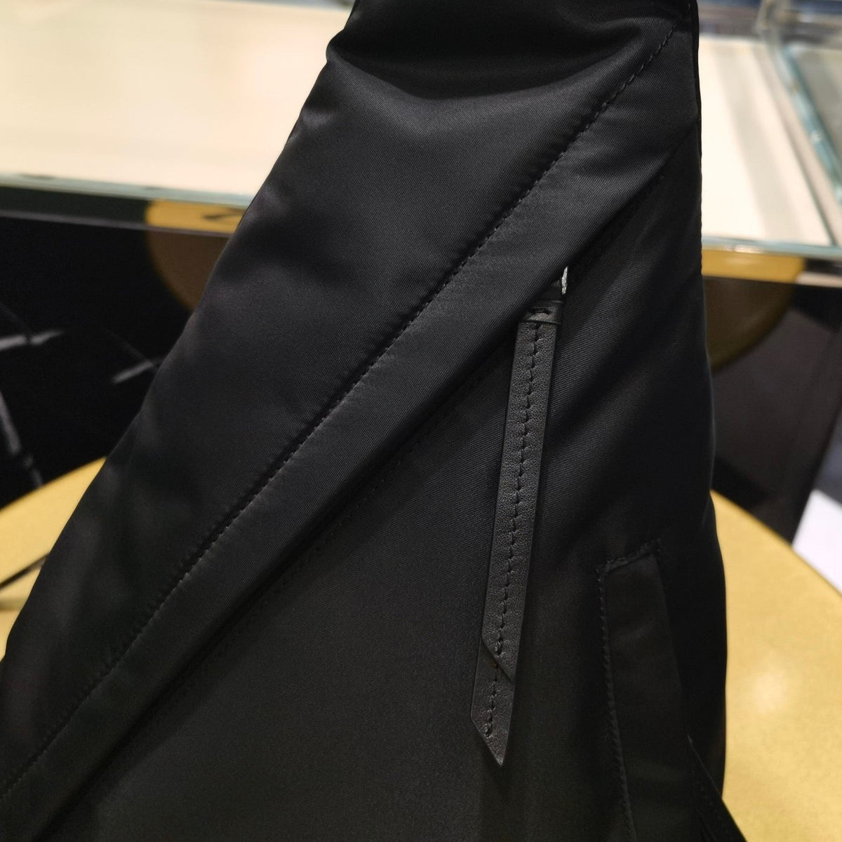 PD RE-NYLON AND LEATHER BACKPACK
