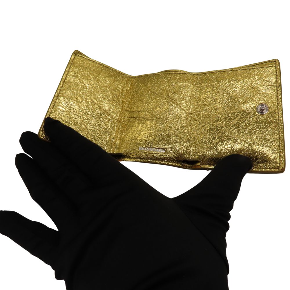 balenciaga Lambskin Mini Wallet Gold