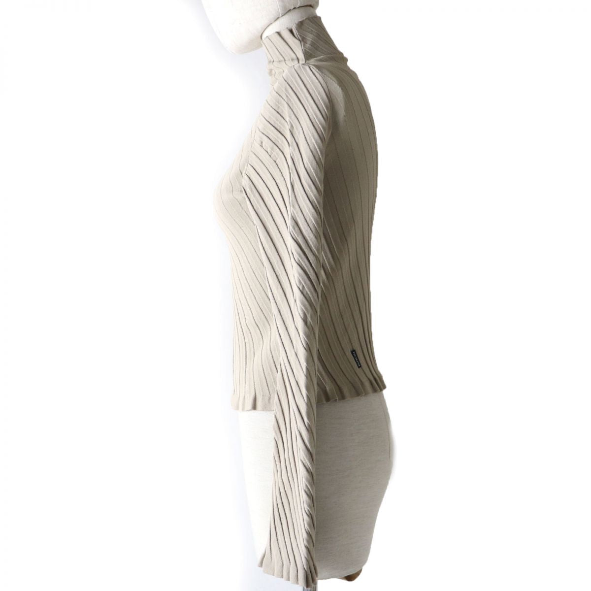 balenciaga Twisted Rib Turtleneck Top, Beige, Size S