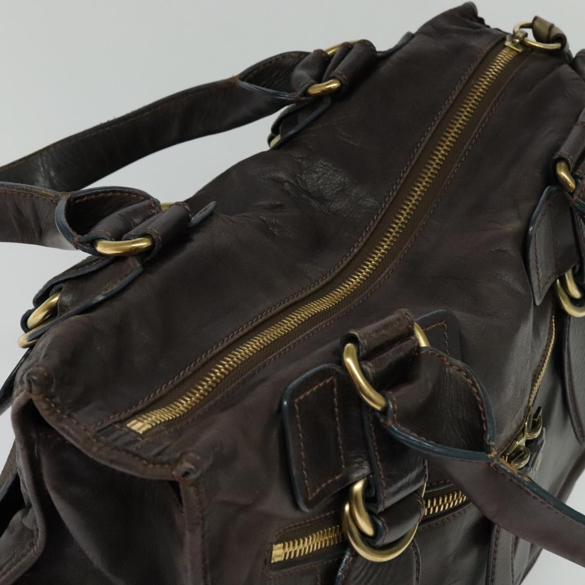 Chloe Bay Hand Bag Leather Brown ki5335