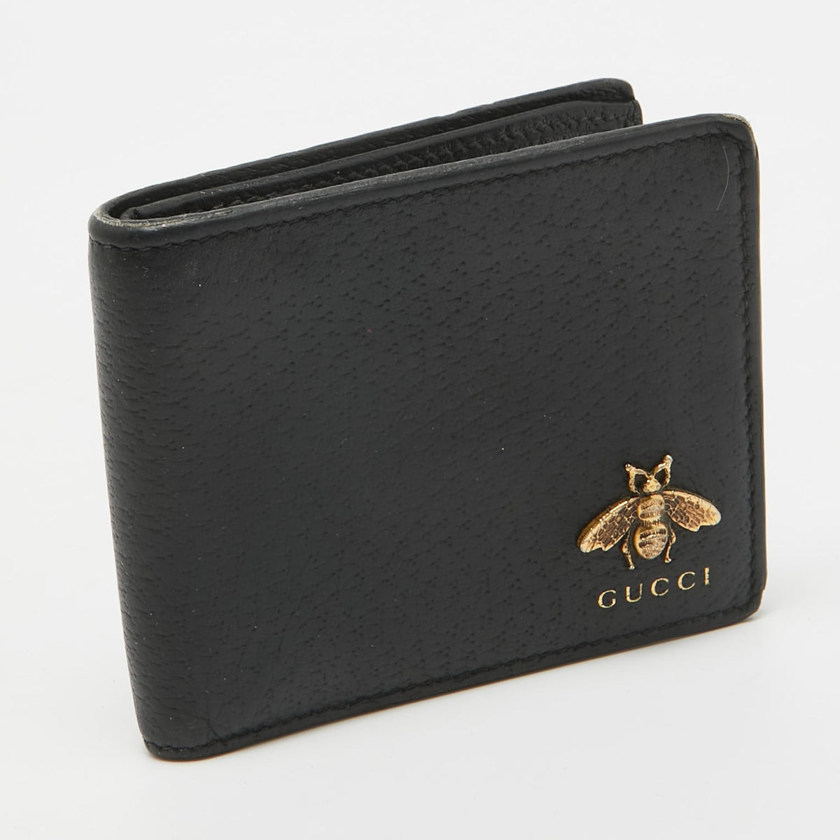 GUCCI Black Leather Animalier Bifold Wallet