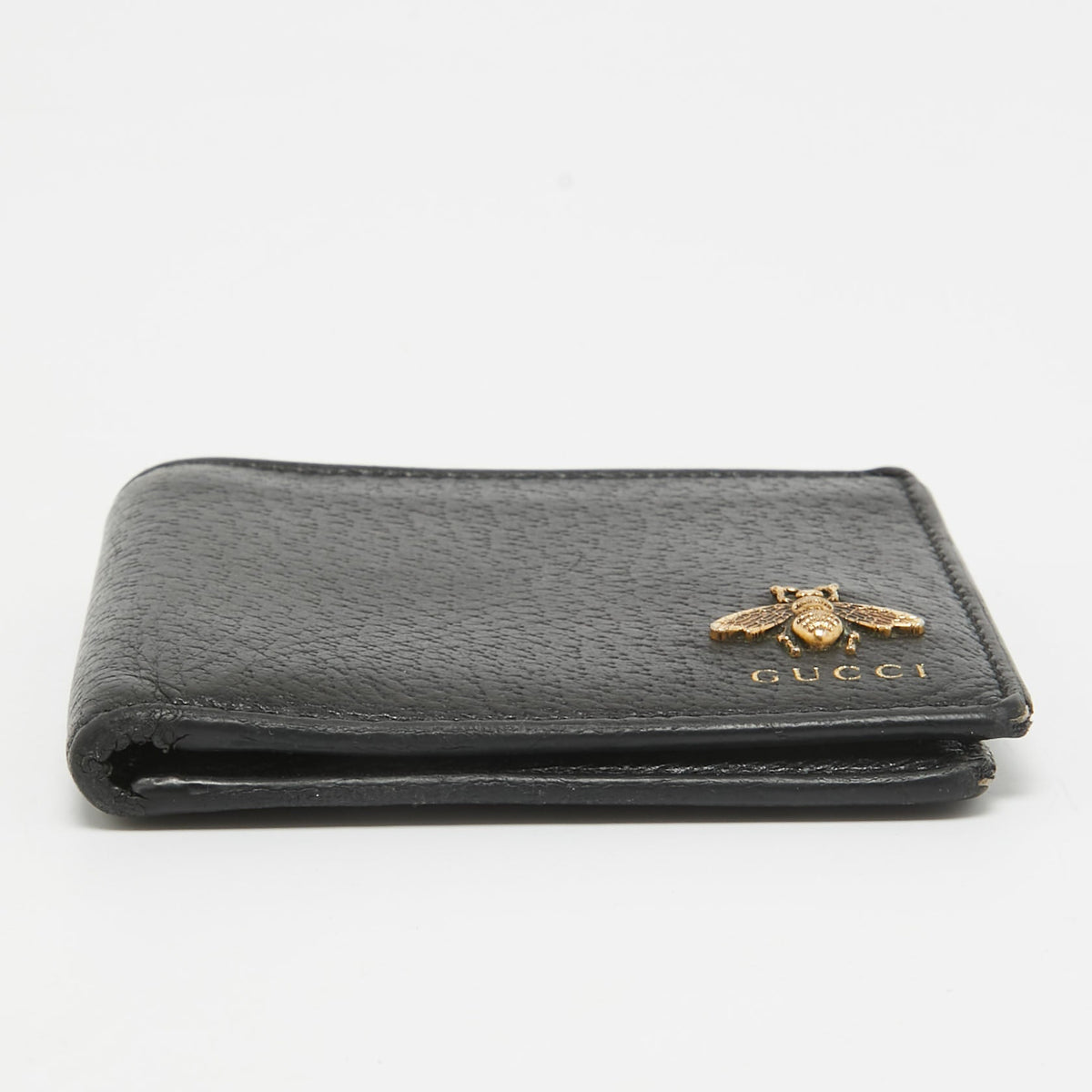 GUCCI Black Leather Animalier Bifold Wallet