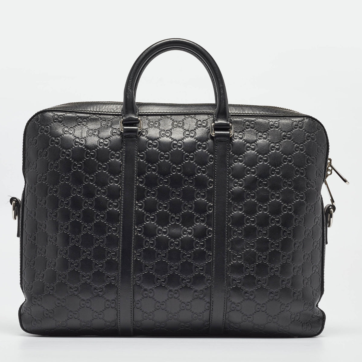 GUCCI Black ssima Leather Briefcase