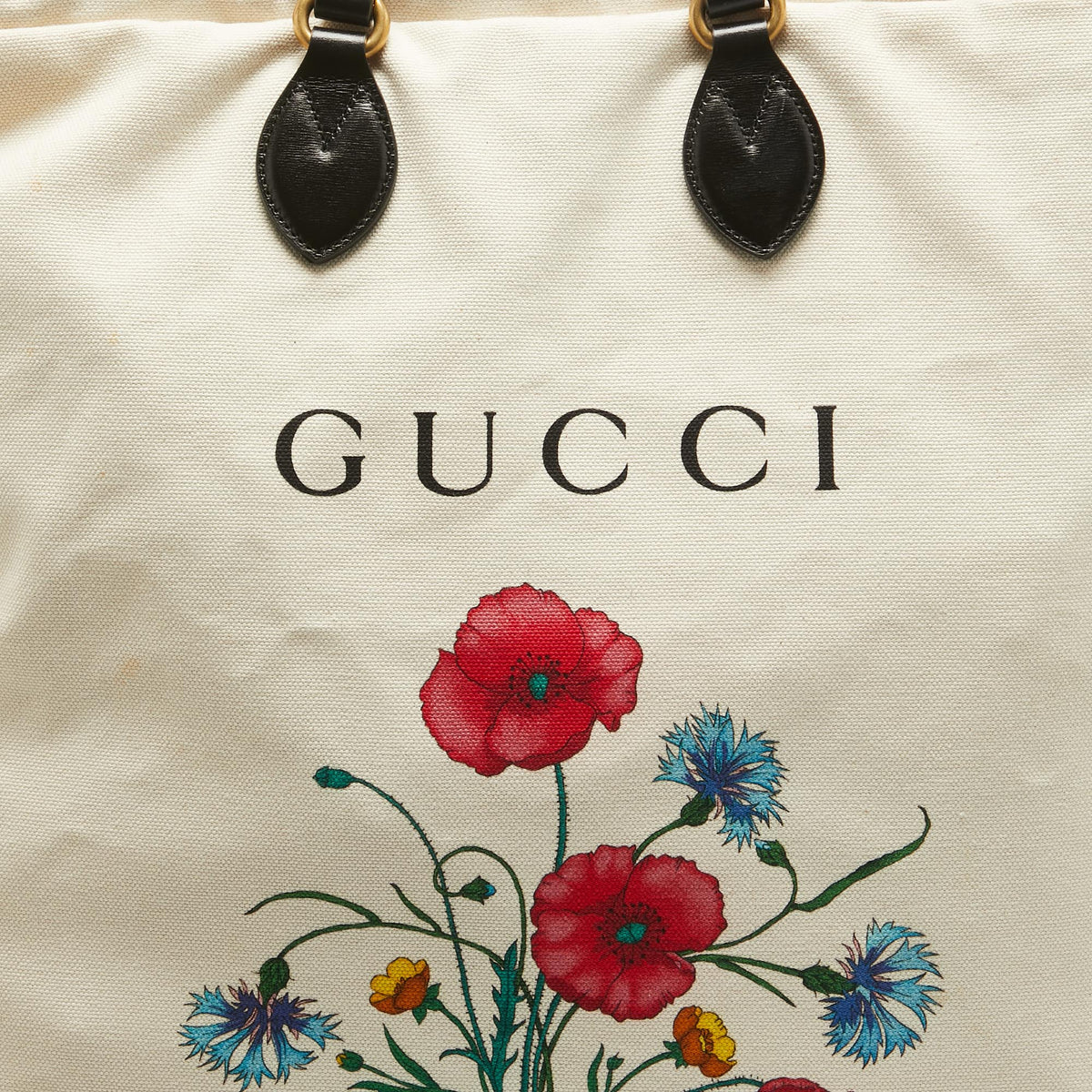 GUCCI Off White Canvas Chateau Marmont Drawstring Laundry Tote