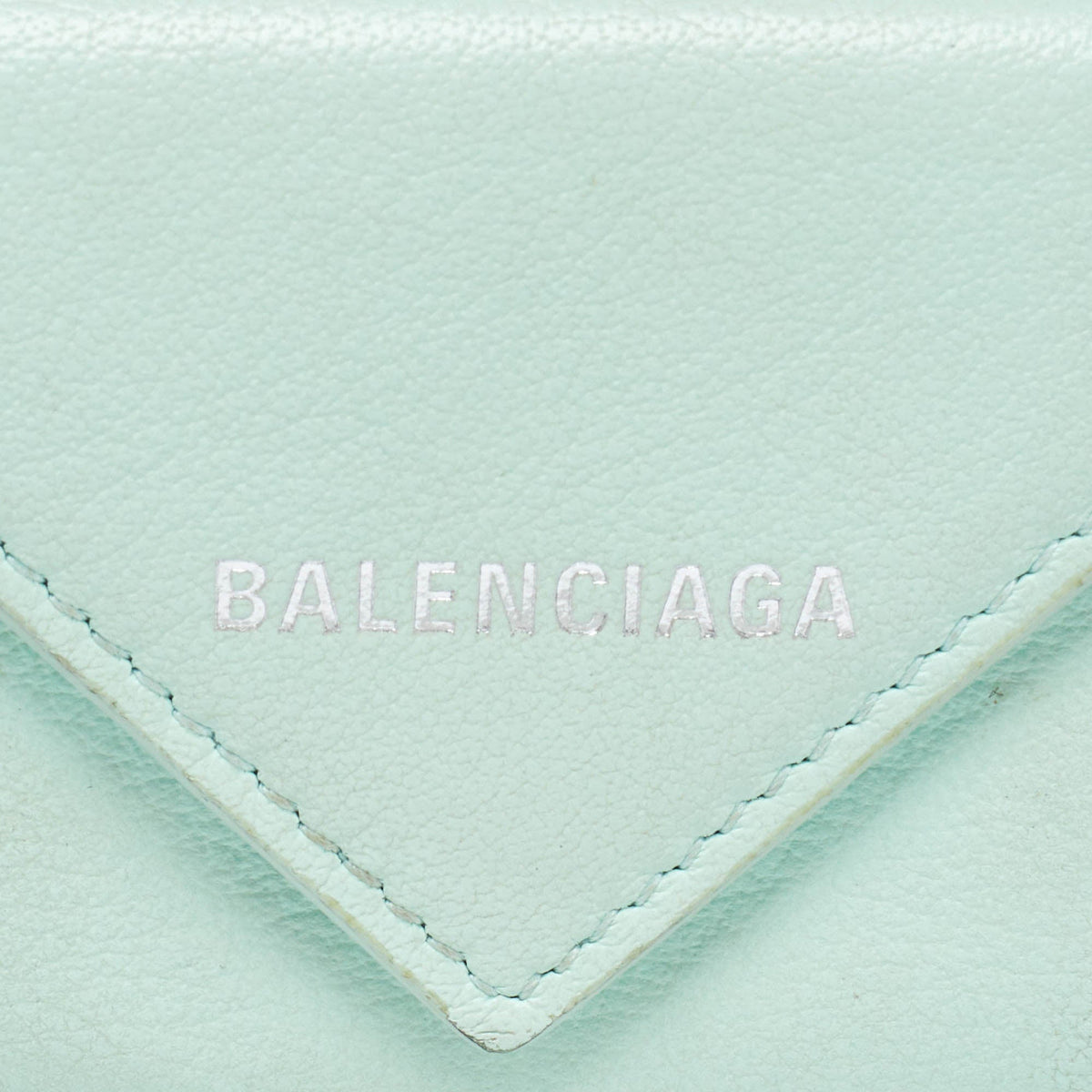 balenciaga Mint Green Leather Mini Papier Wallet