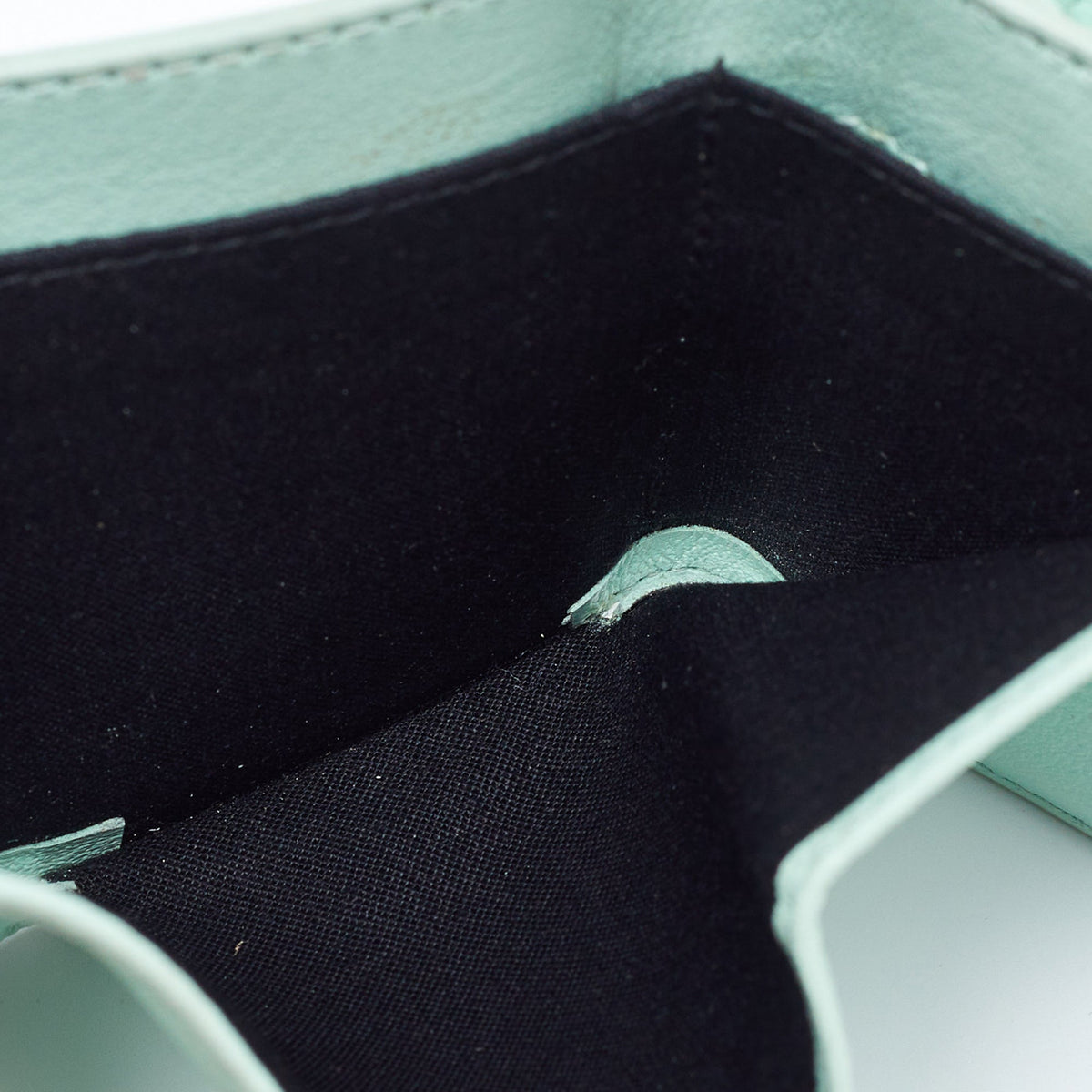 balenciaga Mint Green Leather Mini Papier Wallet