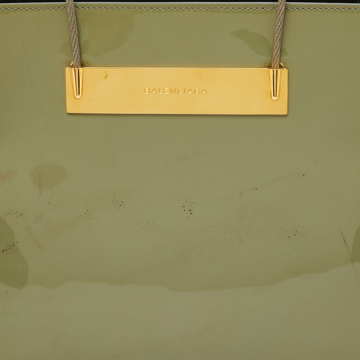 balenciaga Grey Patent Leather Small Cable Shopper Tote