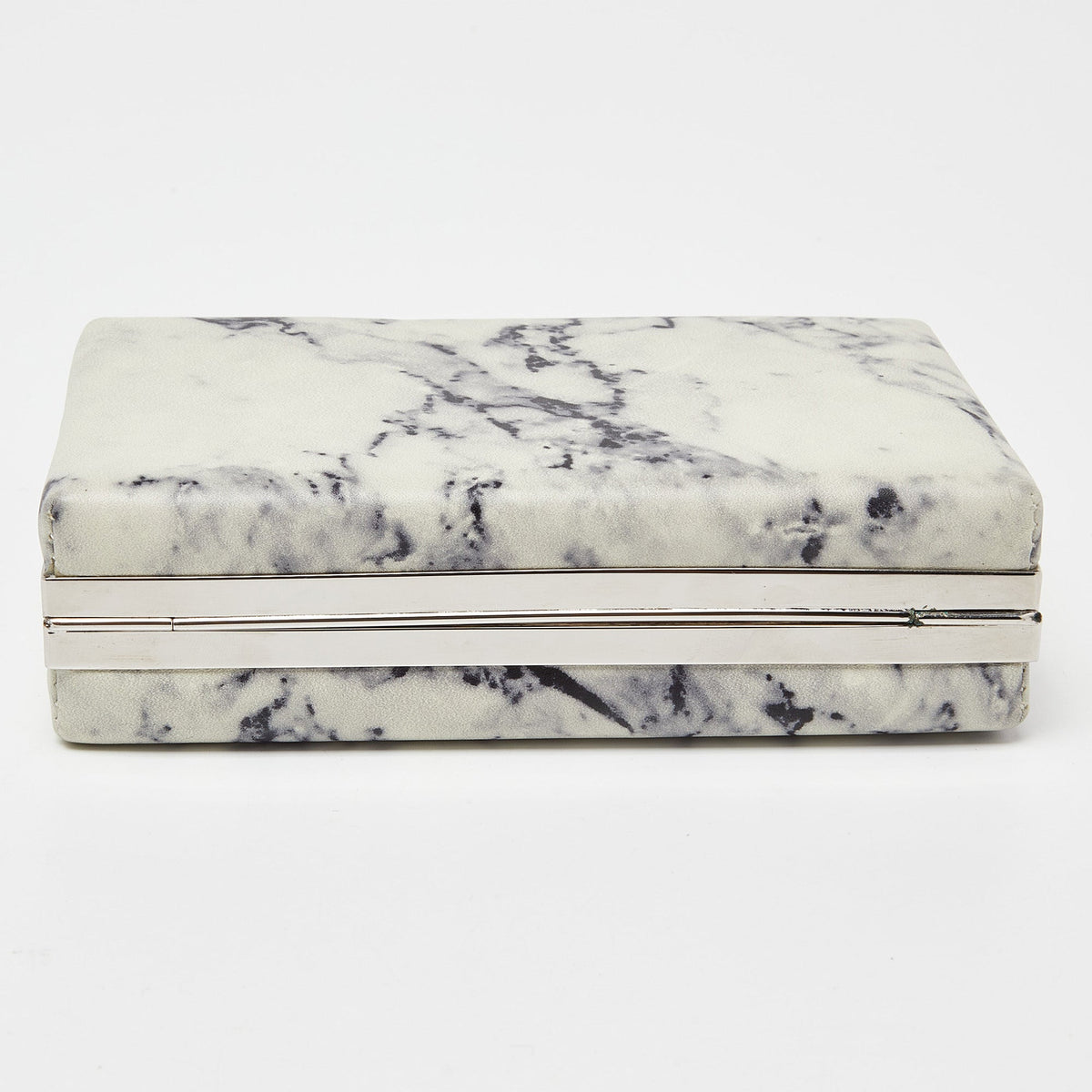 balenciaga Off White/Black Marble Leather Le Dix Minaudiere Box Clutch