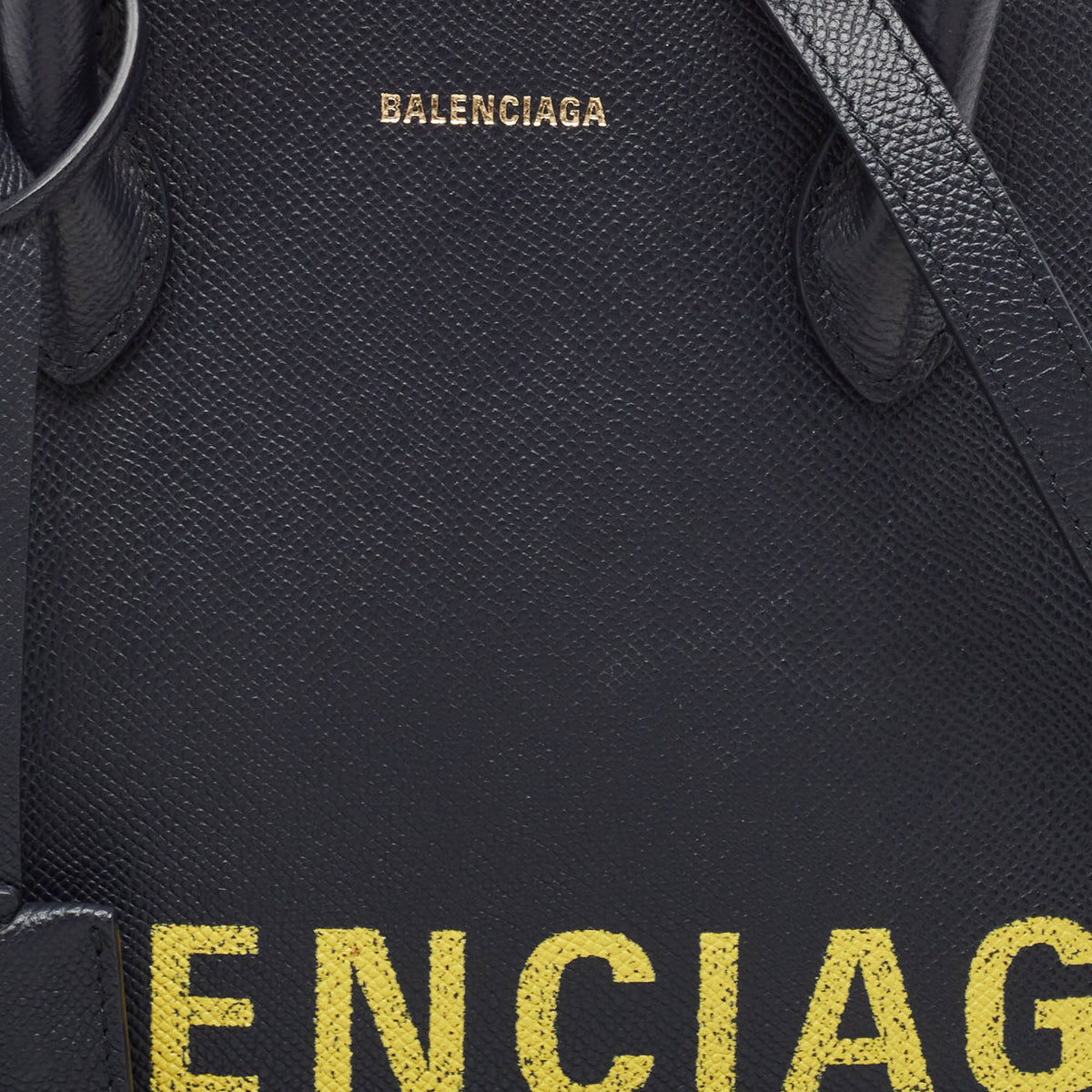 balenciaga Navy Blue Leather Small Ville Bag
