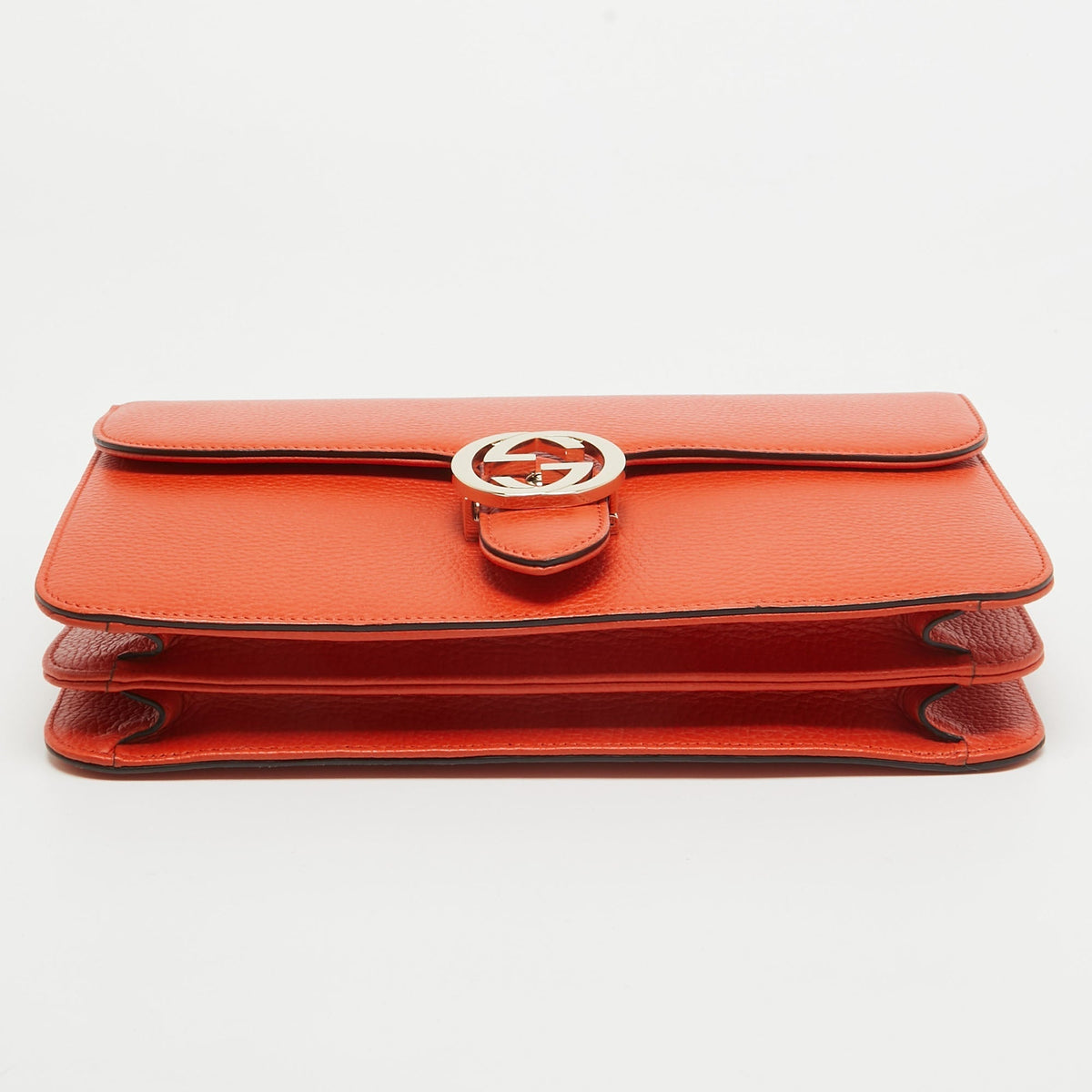 GUCCI Orange Leather Dollar Interlocking G Shoulder Bag