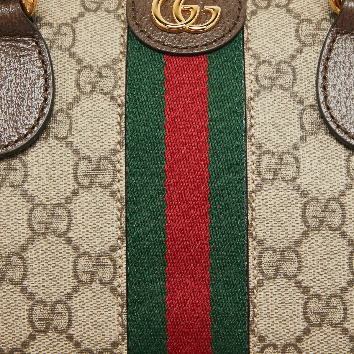 GUCCI Brown/Beige GG Canvas and Leather Medium Ophidia Satchel