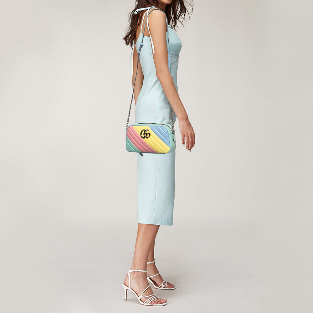 GUCCI Multicolor Matelasse Leather Small GG Marmont Shoulder Bag