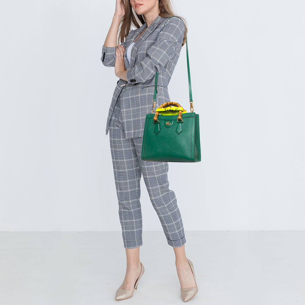 GUCCI Green Leather Small Diana Tote