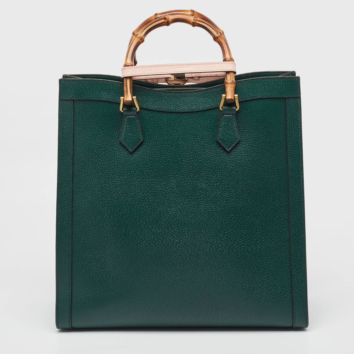 GUCCI Green Leather Bamboo Diana Tote