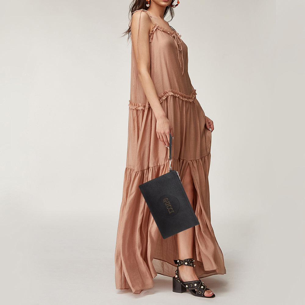 GUCCI Black Leather Off The Grid Clutch
