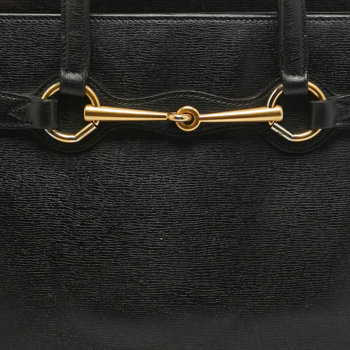 GUCCI Black Leather Horsebit Tote