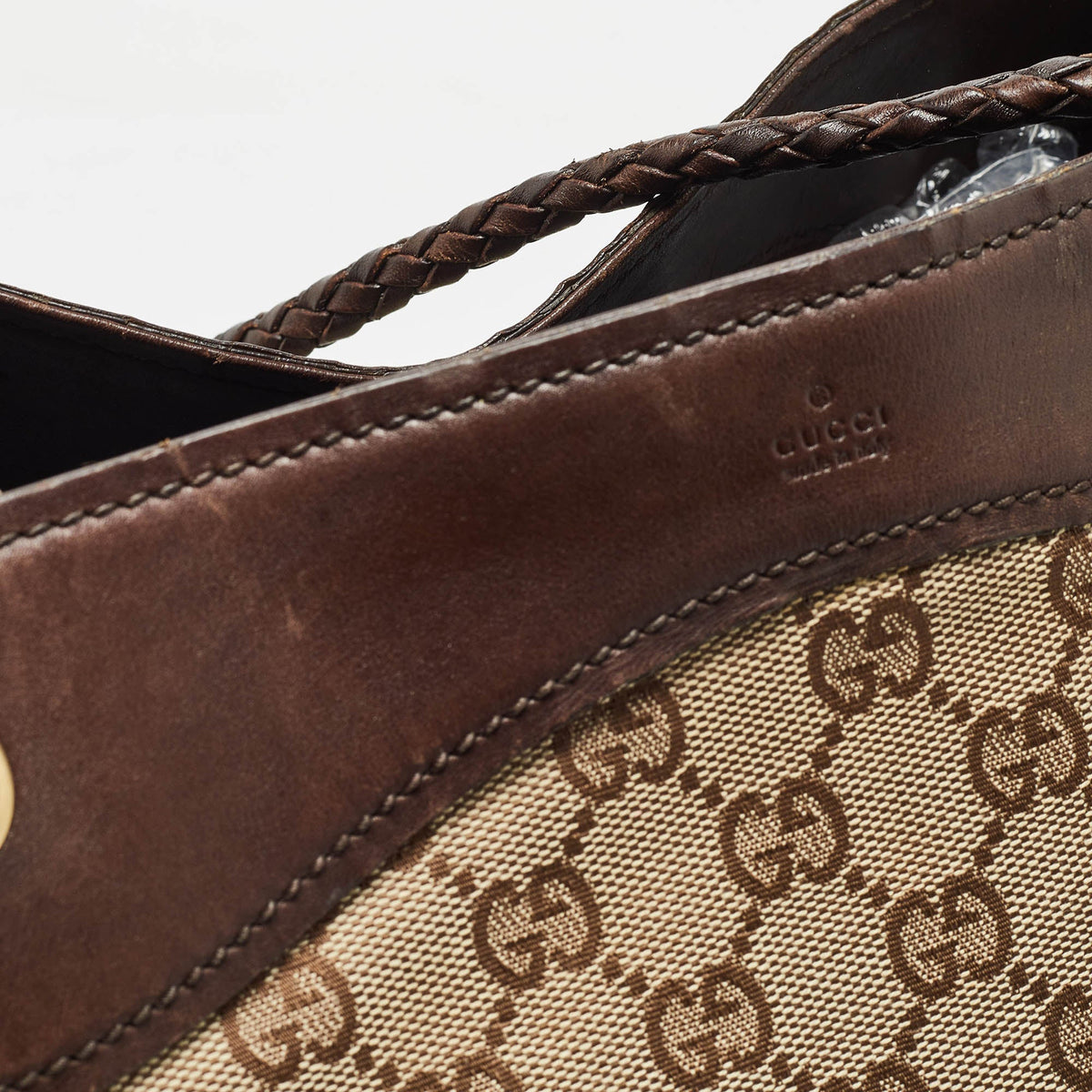 GUCCI Brown/Beige GG Canvas and Leather Gifford Tote