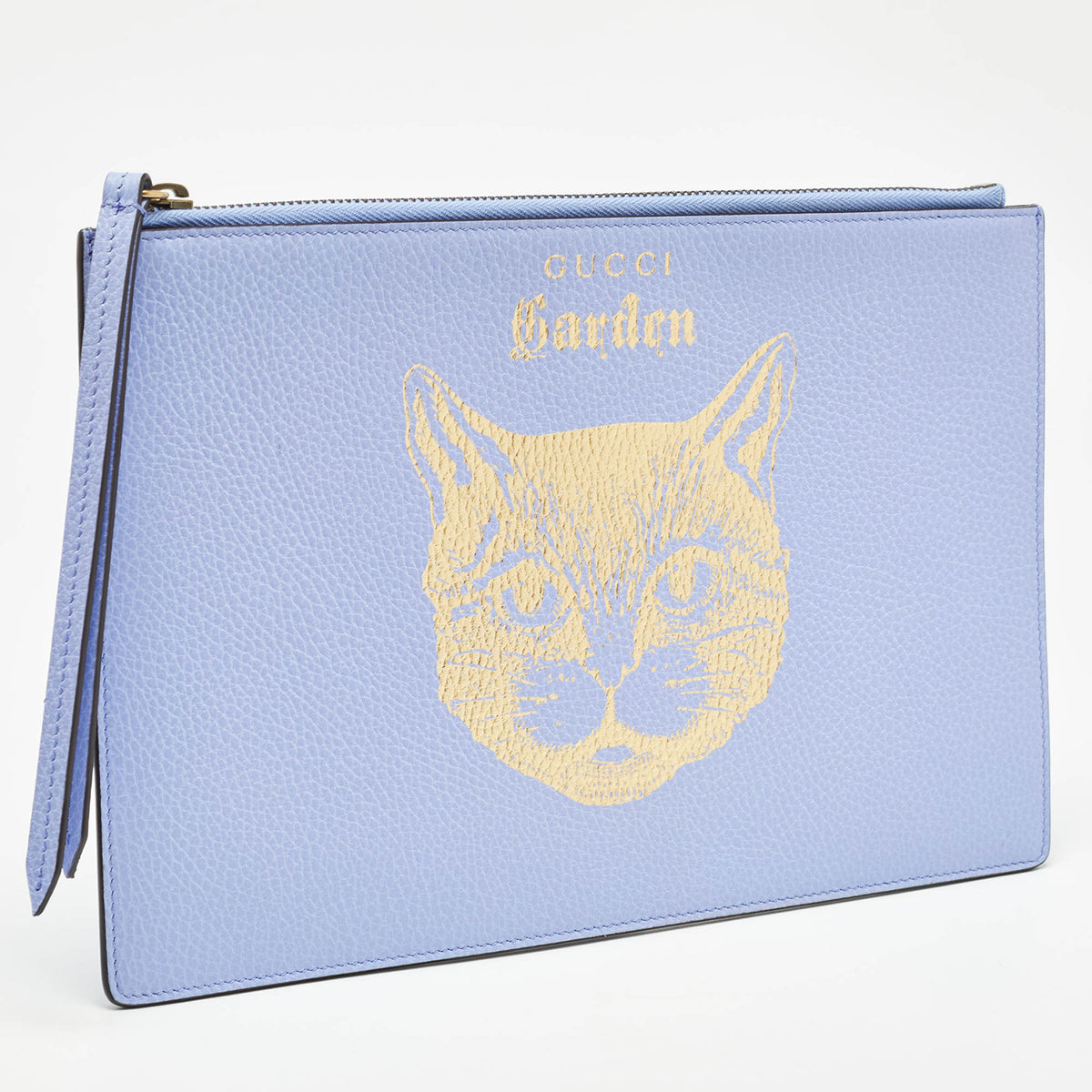 GUCCI Purple/Gold Leather Garden Cat Zip Pouch