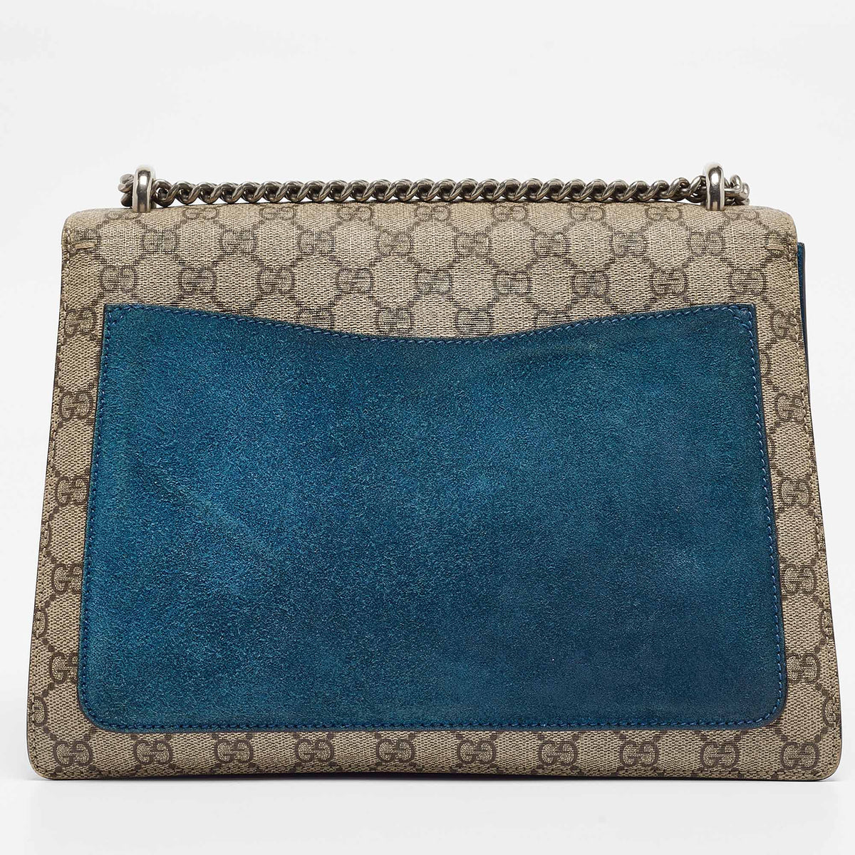 GUCCI Beige/Blue GG Supreme Canvas and Suede Medium Dionysus Shoulder Bag