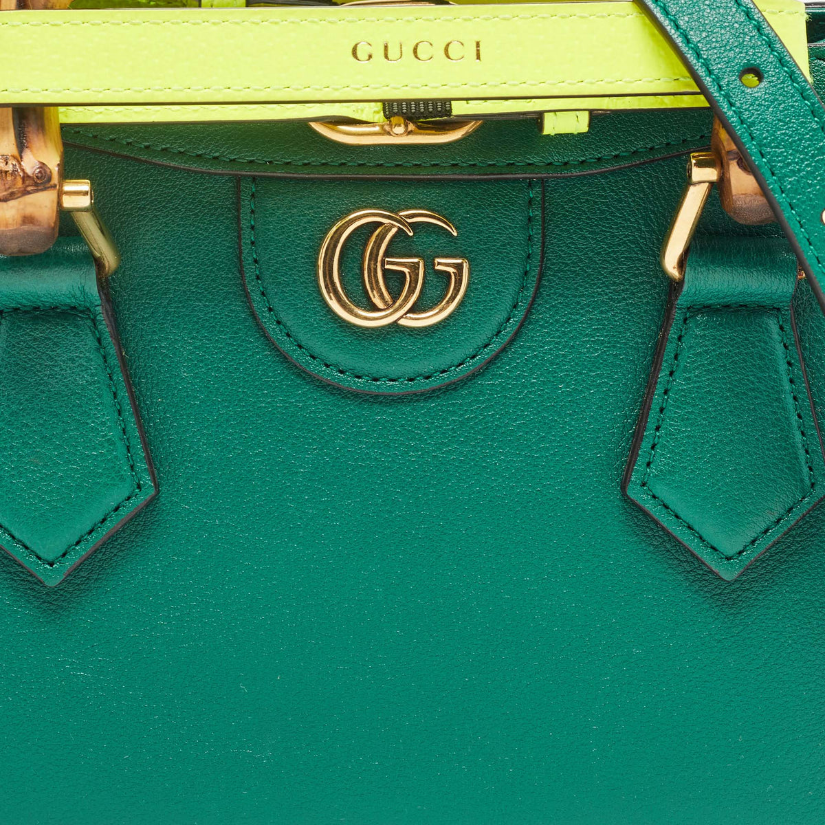 GUCCI Green Leather Mini Diana Tote