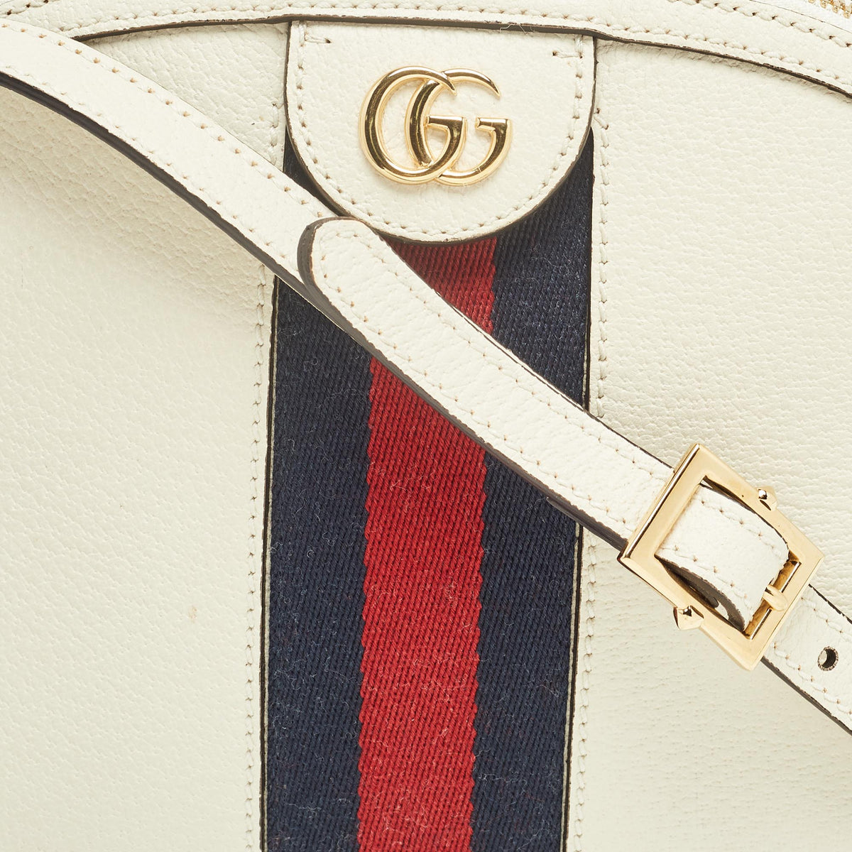 GUCCI Off White Leather Small Ophidia Crossbody Bag