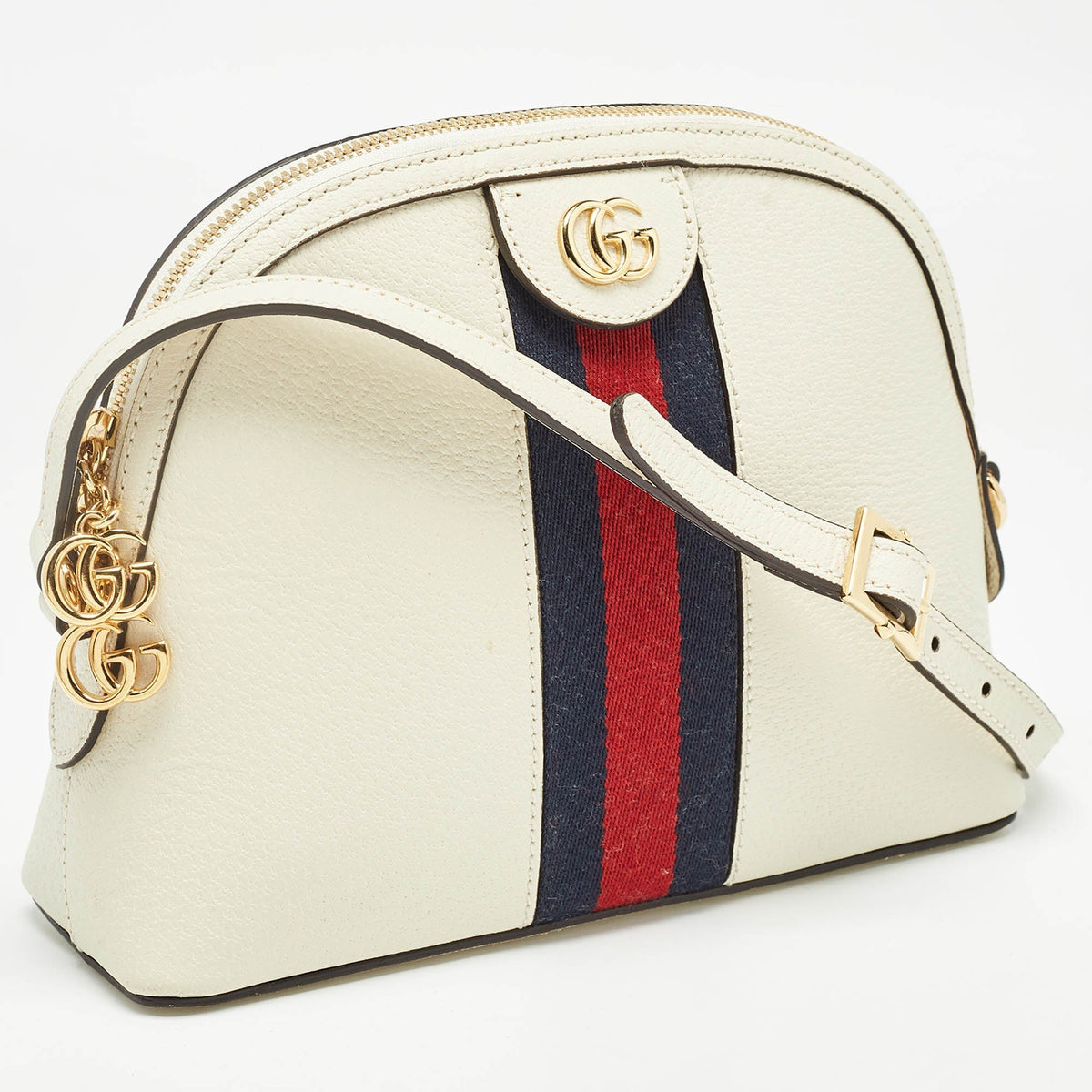 GUCCI Off White Leather Small Ophidia Crossbody Bag