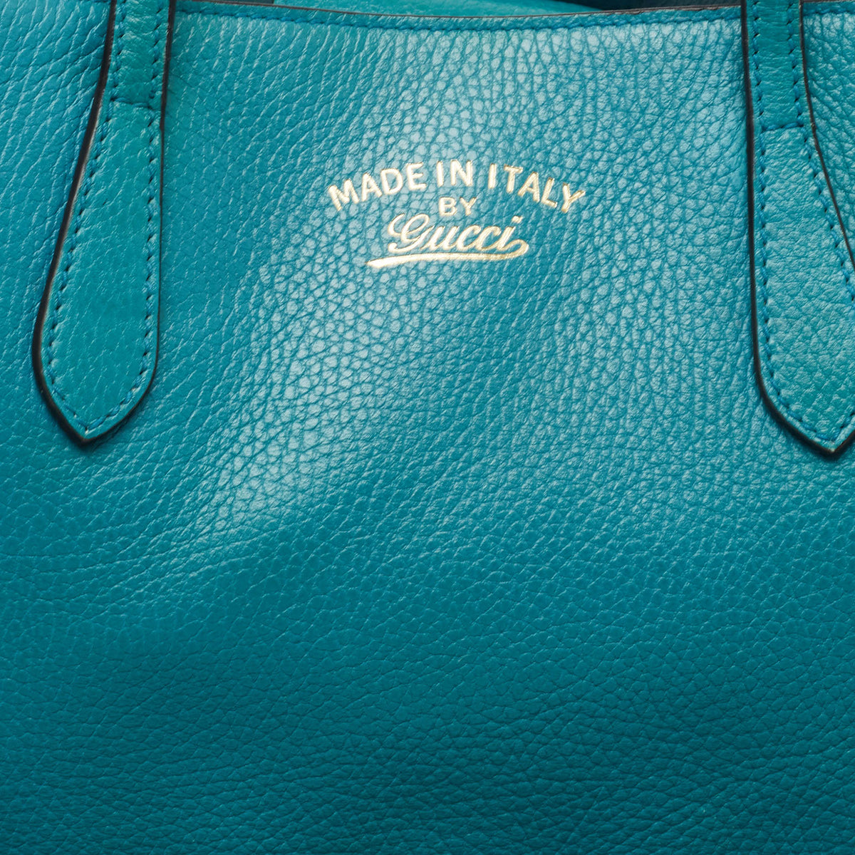 GUCCI Green Pebbled Leather Small Swing Tote