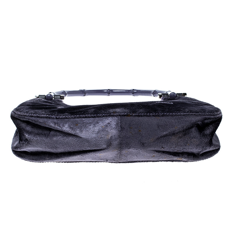 Gucci Purple Velvet Bamboo Top Handle Bag