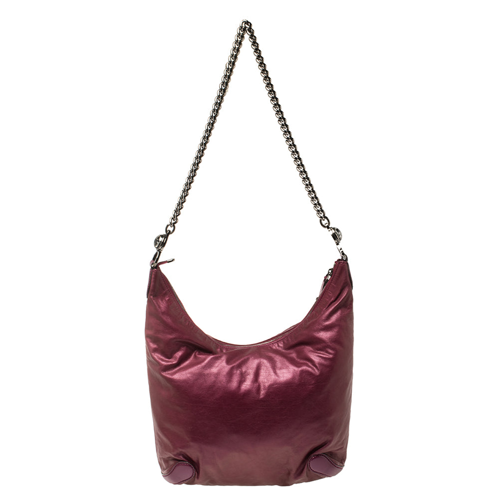 Gucci Metallic Purple Leather Galaxy Slouchy Hobo