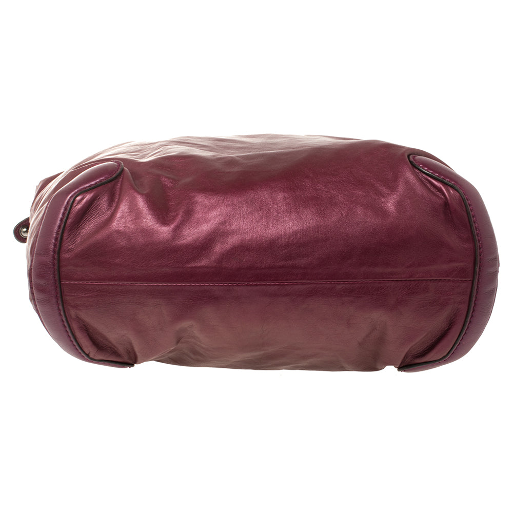 Gucci Metallic Purple Leather Galaxy Slouchy Hobo